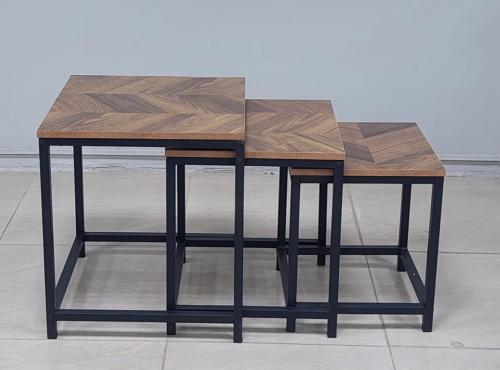 طقم طاولات خدمة 3 قطع لون بني مقدم لكم من كاما