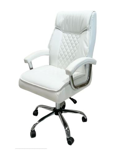 كرسي مكتبي جلد لون أبيض مقدم لكم من كاما