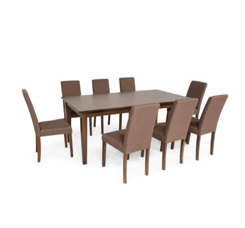 طقم طاولة طعام خشب ماليزي 8 كرسي لون بني من كاما