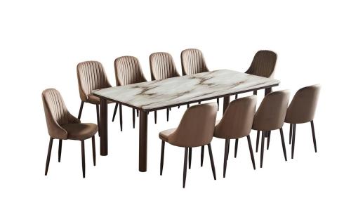طقم طاوله طعام بديل رخام عصري لون بني 10 كرسي من كاما
