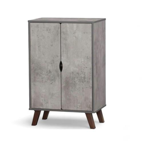 ولاب أحذية خشب مودرن لون رمادي 2 باب من كاما – تصميم أنيق ومساحة تخزين عملية