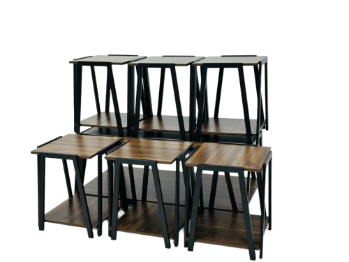 طقم طاولات خدمه كلاسيك 6+1 لون بني مقدم لكم من كاما