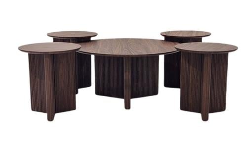 طقم طاولات قهوة مودرن متعدد الاستخدام بتصميم خشبي فاخر