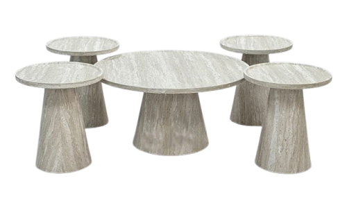 طقم طاولات قهوة مودرن لون رمادي متعدد الاستخدام بتصميم خشبي فاخر