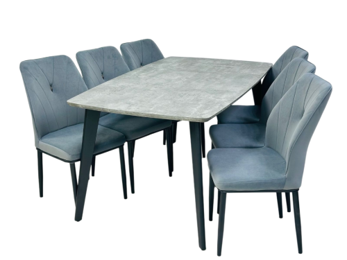 طقم طاوله طعام خشب تصميم عصري لون رمادي 6 كرسي من كاما