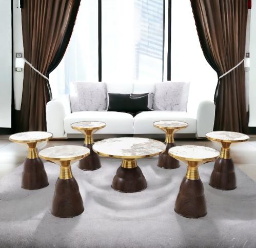 طقم طاولات شاى اسود 7 قطع سيراميك من كاما