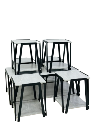 طقم طاولات خدمه كلاسيك 6+1 لون رمادي مقدم لكم من كاما