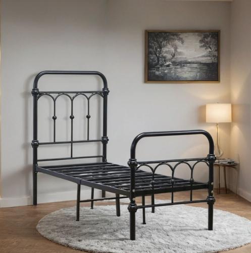 سرير حديد للأطفال مقاس 170×80 سم لون اسود متين وآمن تصميم عملي ومريح لغرفة الأطفال