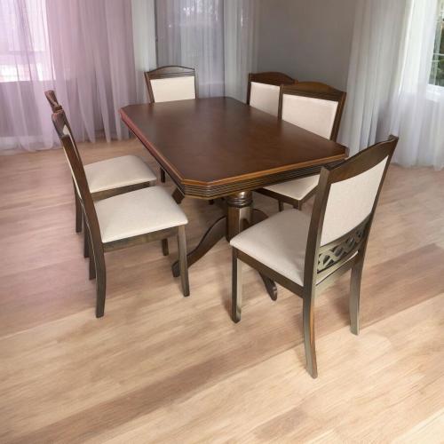 طاولة طعام  6 كرسي خشب ماليزي فخمة وعصرية من كاما