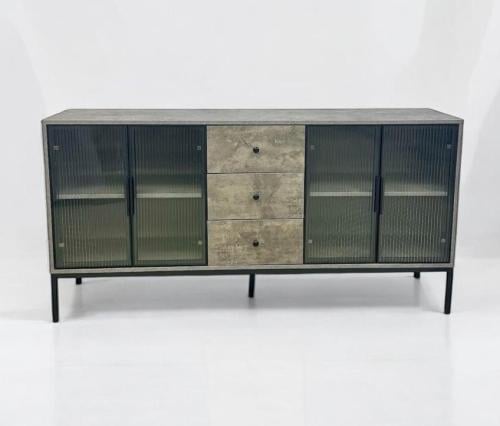 دولاب بوفيه متعدد الاغراض خشب مع زجاج لون رمادي مقاس 180سم  مقدم لكم من كاما