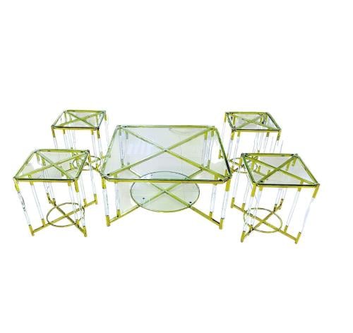 طقم طاولات زجاج 4+1 بتصميم فاخر من كاما