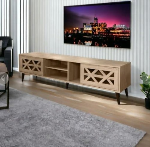 طاولة بلازما لون خشبي مقاس 160 سم