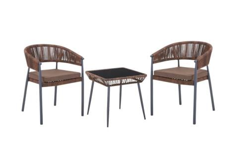 طقم 2 كرسي وطاولة خارجية لون بني من كاما