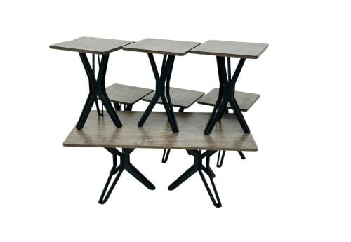 طقم طاولات ضيافة خشب تصميم مودرن لون بني 5 قطع من كاما