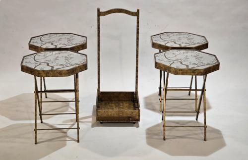 طقم طاولات خدمة 4 قطع  و زجاج ذهبي غامق مقدمة لكم من كاما