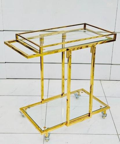 عربية تقديم مستطيل استيل ذهبي من كاما