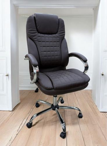 كرسي مكتبي جلد لون بني فخم مقدم من كاما