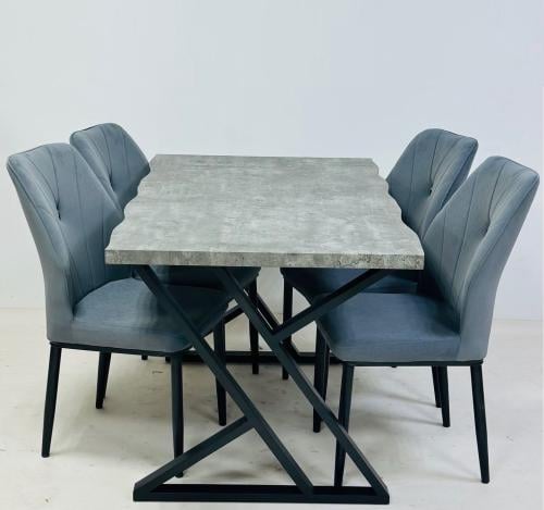 طقم طاوله طعام خشب تصميم حديث لون رمادي 4 كرسي من كاما