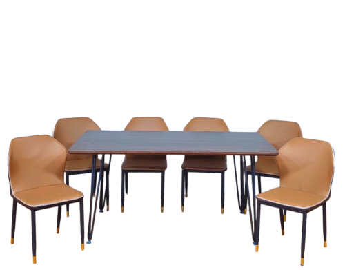 طقم طاوله طعام خشب تصميم عصري لون بني6 كرسي من كاما