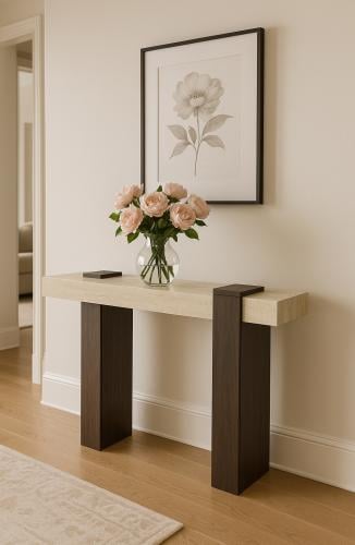 طاولة كنسول مدخل خشبي لون بني وبيج  بجودة عالية وأناقة عصرية من كاما