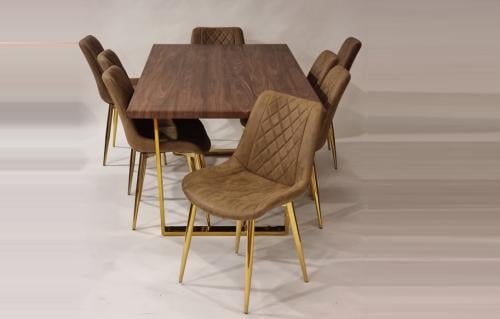 طاولة سفرة 8كرسي خشب لون بني مقدم لكم من كاما