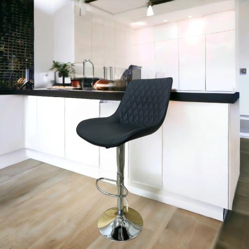 كرسي بار مطبخ جلد لون أسود مقدم لكم من كاما