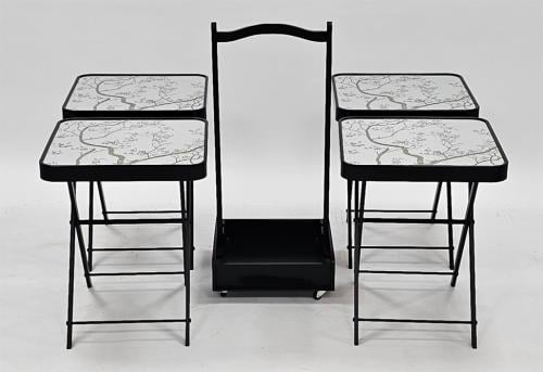 مجموعة طاولات خدمة مربع قابلة للطي من كاما – تصميم عصري بلون أسود مميز