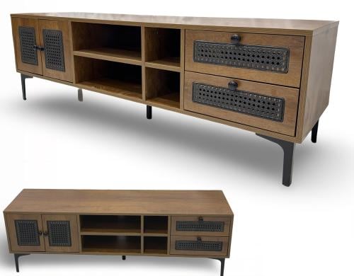 طاولة بلازمة خشب روتان لون بني مقاس 160 سم من كاما