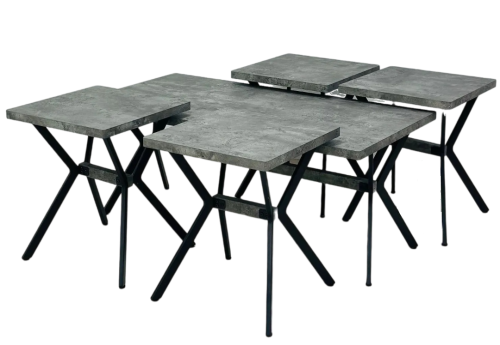 طقم طاولات ضيافة خشب لون رمادي 5 قطع من كاما