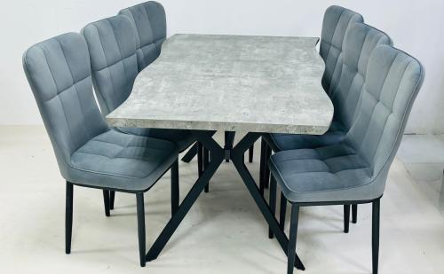 طقم طاوله طعام بخشب تصميم أنيق لون رمادي 6 كرسي من كاما