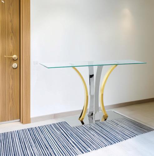 كونسول استيل زجاج لون ذهبي*فضي من كاما