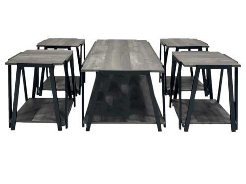 طقم طاولات خدمه 6+1 خشب لون رمادي مقدم لكم من كاما