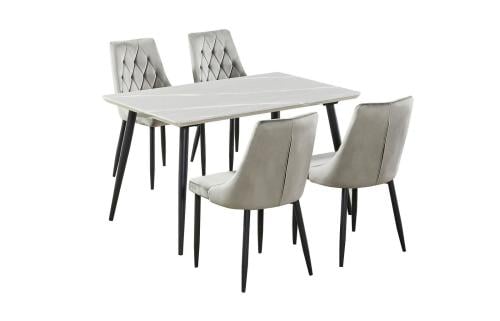 طقم طاوله طعام بديل رخام انيقة لون رمادي 4 كرسي من كاما