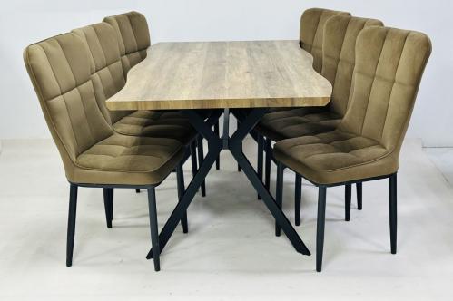 طقم طاوله طعام بخشب تصميم أنيق لون بني6 كرسي من كاما