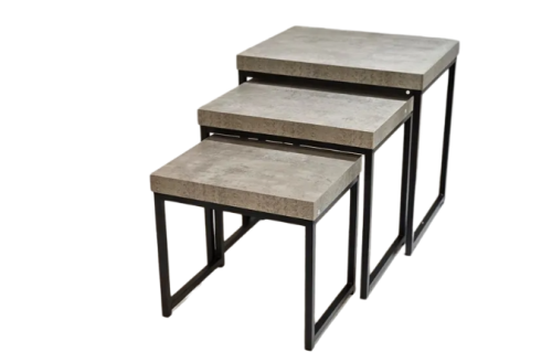 طقم مدرج من3 طاولات خدمة خشب لون رمادي من كاما