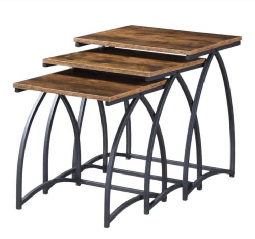 طقم طاولات شاي بتصميم مودرن عصري 3قطع لون بني مقدم لكم من كاما