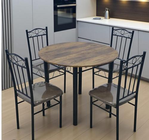 طاولة طعام دائري 4كرسي لون أبيض*رمادي من كاما