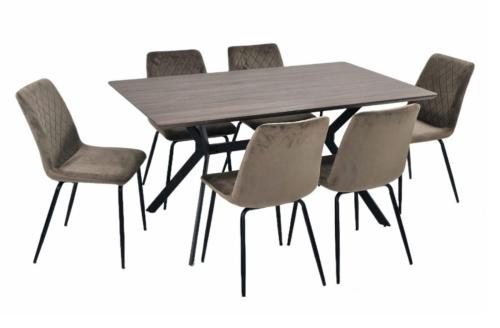 طاولة طعام 6كرسي بتصميم مميز لون بني من كاما