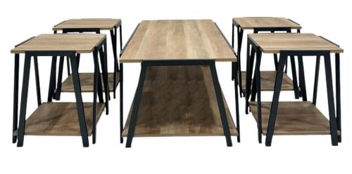 طقم طاولات خدمه4+1 خشب لون رمادي مقدم لكم من كاما