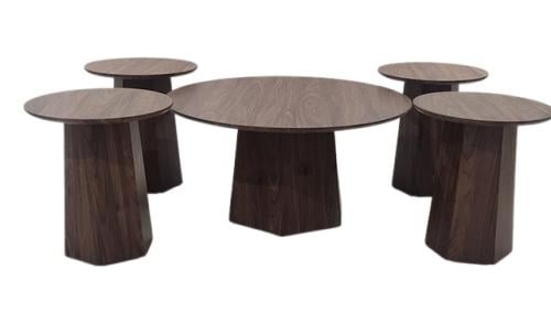 طقم طاولة قهوة خشب 5 قطع لون بني مقدم لكم من كاما