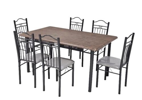 طاولة طعام حديد وخشب 6كرسي لون بني مقدمة لكم من كاما