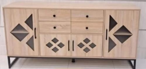 بوفية طاولة طعام مودرن خشب*زجاج لون بيج مقاس 160سم من كاما