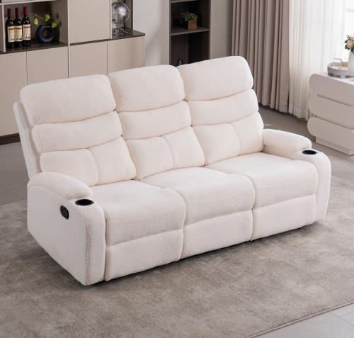 كرسي استرخاء ثلاثي ثابت قماش بوكلية لون أبيض من كاما