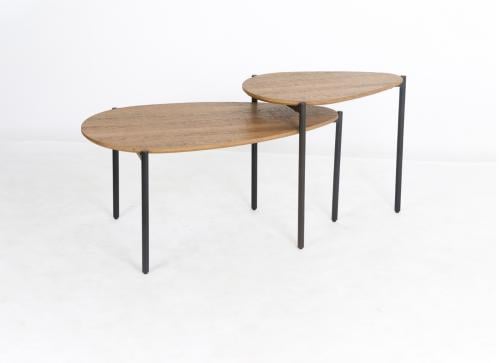 طقم من2 طاولات خدمة خشب لون بني من كاما