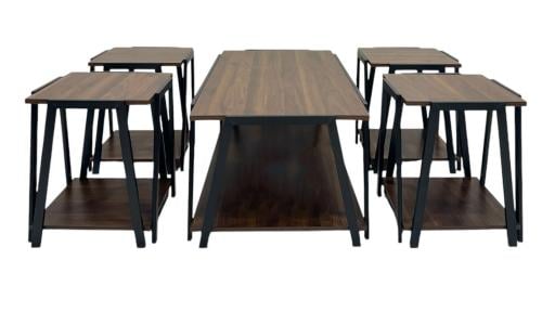 طقم طاولات خدمه4+1 خشب لون رمادي مقدم لكم من كاما