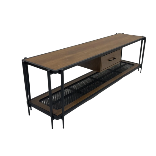 طاولة بلازما لون بني فاتح خشب ورتان مقاس 160 سم   من كاما