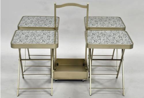 طقم طاولات خدمة قابلة للطي من كاما – تصميم عصري بلون ذهبي فاخر