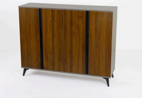 دولاب احذية خشب ( جزامة )  4 باب لون رصاصي مع بني مقدم لكم من كاما