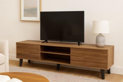 طاولة تلفزيون خشبية لون بني  بتصميم مودرن  – 160سم