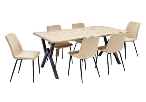 طاولة طعام 6كرسي بتصميم عصري لون بيج من كاما